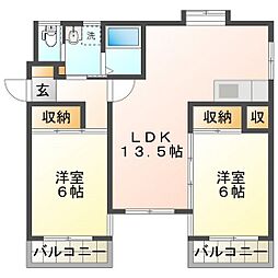 アーバンKENビル 2LDKの間取図画像