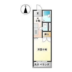 サニーヴィラ白山 1Kの間取図画像