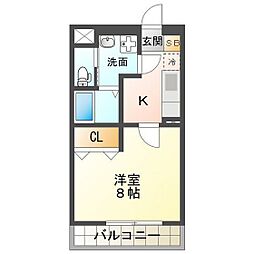ZERO3 1Kの間取図画像