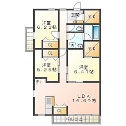 ガーデンハウス大谷町2 3LDKの間取図画像
