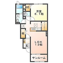 ラフレシール 1LDKの間取図画像