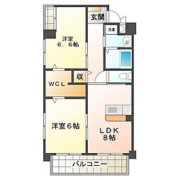 栗真MSビル 2LDKの間取図画像