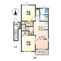 サニー・スクエア 2LDKの間取図画像