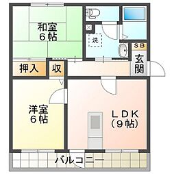コーポワールドC 2LDKの間取図画像