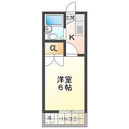 カレッジハウス3 1Kの間取図画像