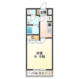 グレートピレニーズ2 1Kの間取図画像