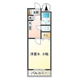 マンションハルカ 1Kの間取図画像