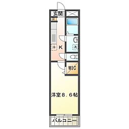 ノワエブラン 1Kの間取図画像