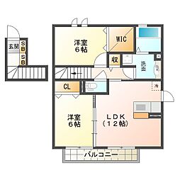 サウス・ルミエール 2LDKの間取図画像