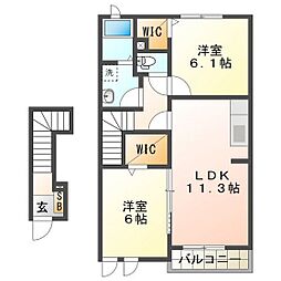 シード・ナーザリー 2LDKの間取図画像