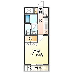 ギャルソニエール泉 1Kの間取図画像