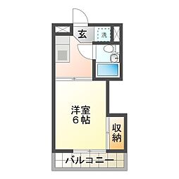 江戸橋マンションB棟 1Kの間取図画像