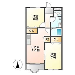 マンションロビンス 2LDKの間取図画像