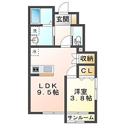 AKATSUKI maison 乙部III 1LDKの間取図画像