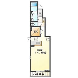 ピースガーデンC 1Kの間取図画像