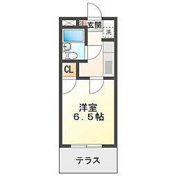 リバティハイツ 1Kの間取図画像