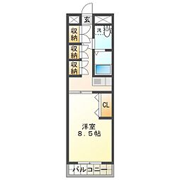 シティーフラット中村 1Kの間取図画像