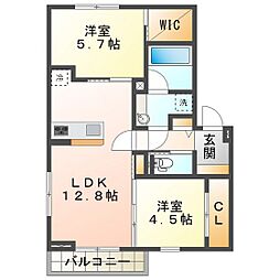 プレジール 2LDKの間取図画像