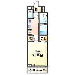 ヒカルサ津市桜橋中央 1Kの間取図画像