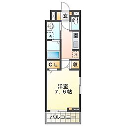 ヒカルサ津市桜橋中央 1Kの間取図画像