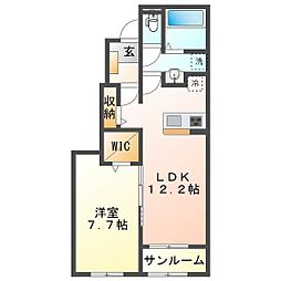 ボヌールI 1LDKの間取図画像