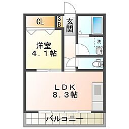 cocoa 1LDKの間取図画像