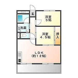 ドゥナーレ津新町1 2LDKの間取図画像