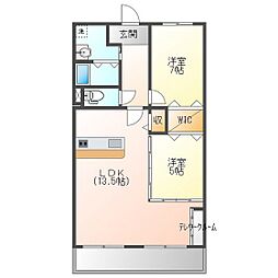 メゾンドゥール 2LDKの間取図画像