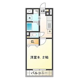 ブルースカイマンション10 1Kの間取図画像