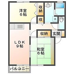 ロイヤルガーデンA 2LDKの間取図画像