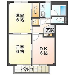 やけのヒルズ 2DKの間取図画像