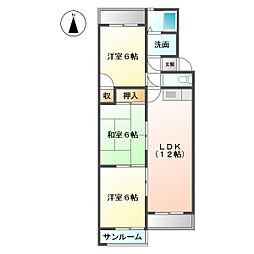大谷ヒルズC棟 3LDKの間取図画像