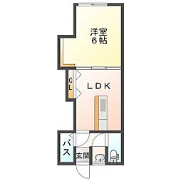 ルナハイツ津 1LDKの間取図画像