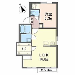エステート日永C 1LDKの間取図画像