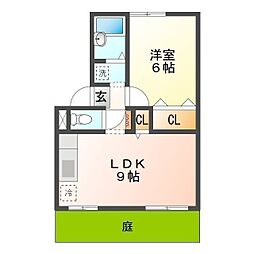 カーサージュネス 1LDKの間取図画像