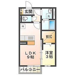 アヴァンセ中川原 1LDKの間取図画像