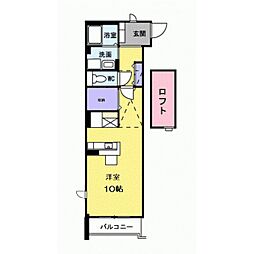 フリーデ ワンルームの間取図画像