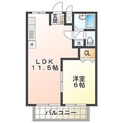 シティハイツエム 1LDKの間取図画像