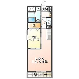 S-FORT四日市zeal 1LDKの間取図画像