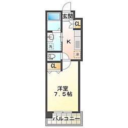 グリーンシティHT 1Kの間取図画像