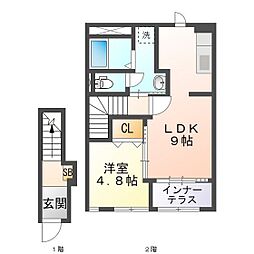 コートあん 1LDKの間取図画像