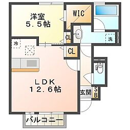 サンシャイン日永西 1LDKの間取図画像