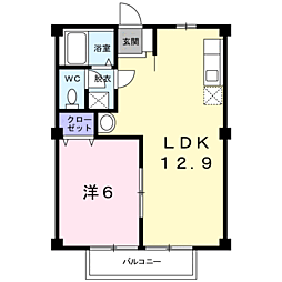 ファミール小杉II 2階1LDKの間取り