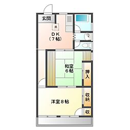 下田ビル 3階2DKの間取り
