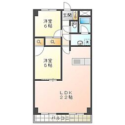 プロミネント四日市 4階2LDKの間取り