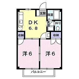 ファミール小杉I 1階2DKの間取り