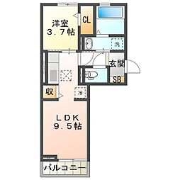 Ｆｅｌｉｃｅ 1階1LDKの間取り