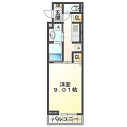 エスペランサＳVIII 2階1Kの間取り
