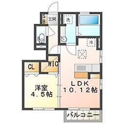 サンシエール中川原　弐番館 1階1LDKの間取り