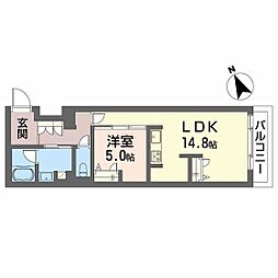 シャーメゾン桜ステージ 3階1LDKの間取り